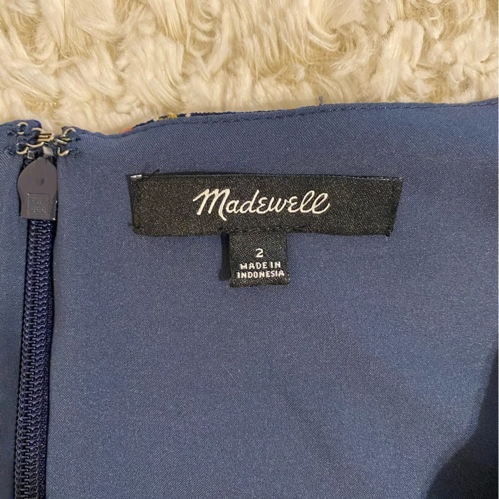 Madewell Blue Floral Mini Dress with Bow Detail on Chest - Picture 4 of 9